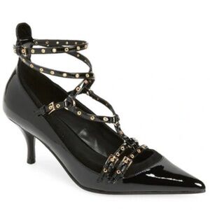 Jeffrey Campbell Black Patent Leather Heels with Strappy Design
